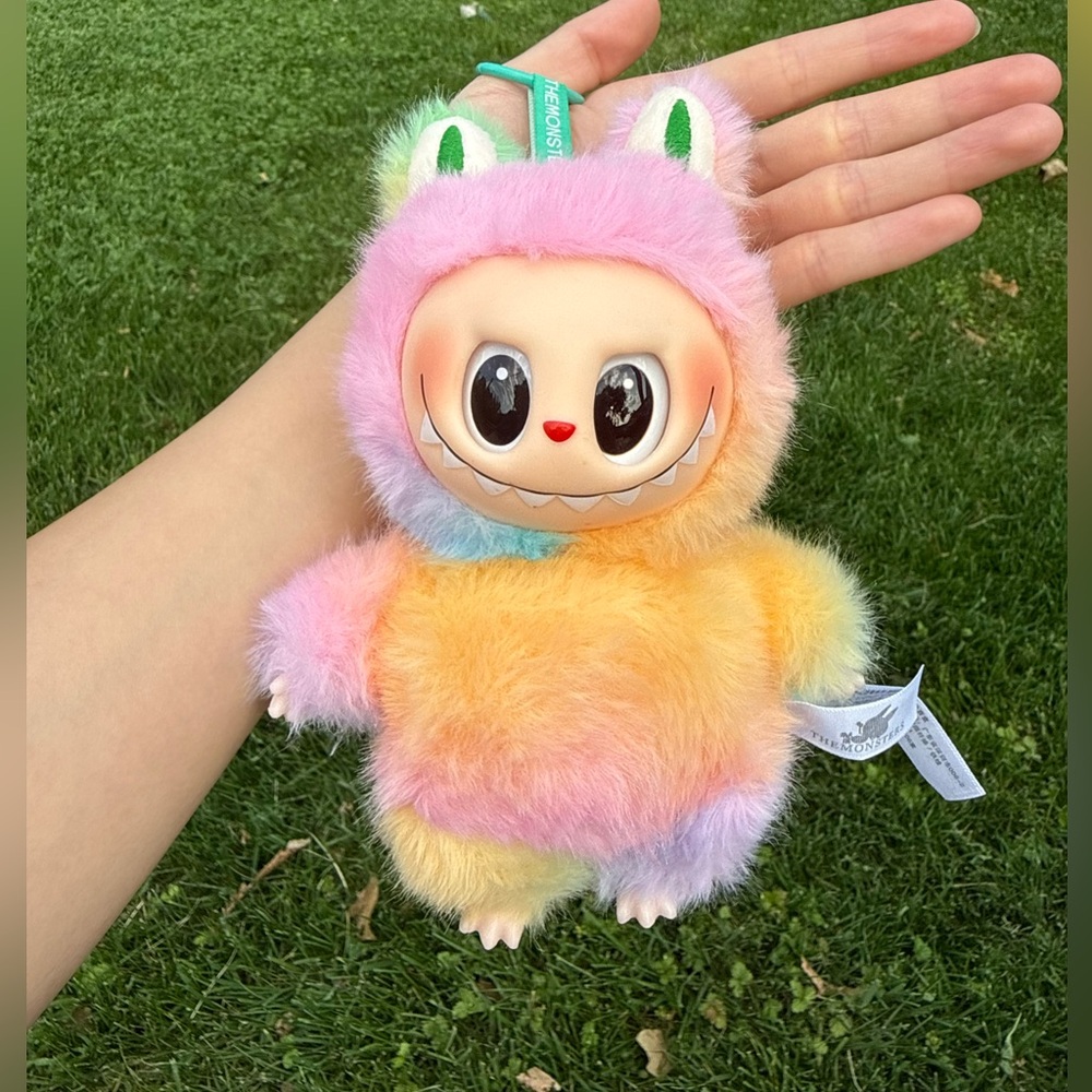 Colorful Labubu Fuzzy Monster Plush Keychain-Pastal Stuffed Animal Bunny Toy
